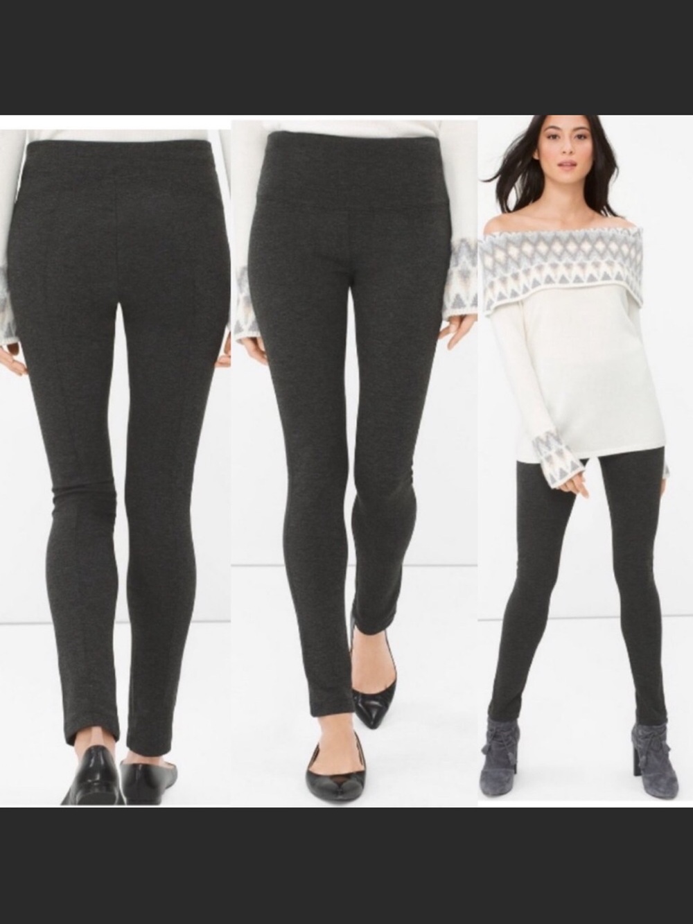 WHBM The Legging Solution Ponte Black High Waist Wide Panel